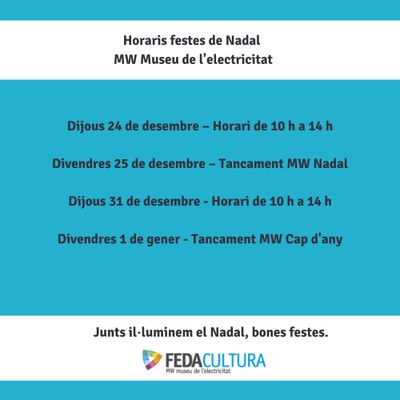 Horaris festes nadal